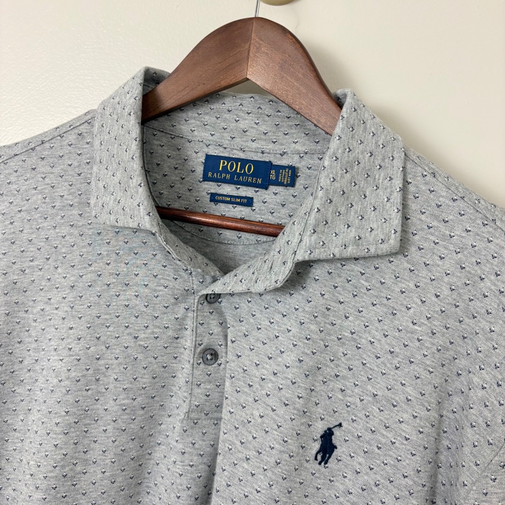 Polo Ralph Lauren Polo Men XL Grey Custom Slim Fit Long Sleeve Micro Floral